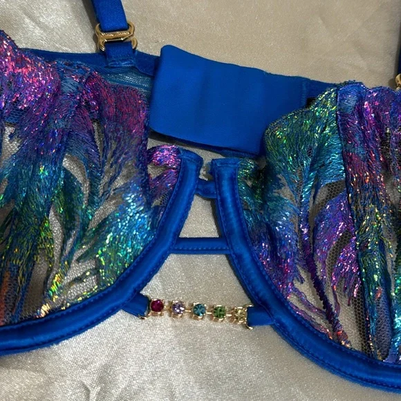 Honey Birdette Blue Rainbow Delphine Bra - Picture 4 of 9